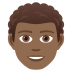 👨🏾‍🦱 man: medium-dark skin tone, curly hair display on JoyPixels